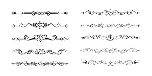 Set of ornate vignettes text delimiters dividers vector