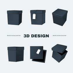 3d box collection in different view delivery vector image
