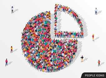 Crowd in Pie Chart – Statistic Concept vector image
