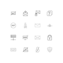 cyber security linear thin icons set outlined vector image