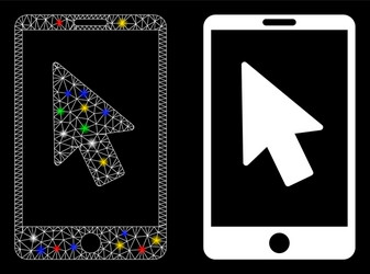 glowing mesh network mobile arrow pointer icon vector