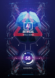 neural network mega-data processing template vector image