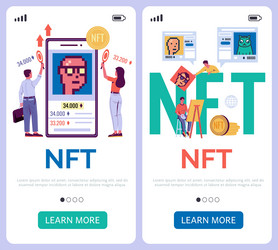 nft mobile app smartphone onboarding cyber art vector image