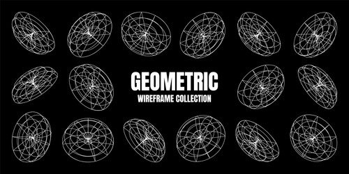 wireframe lined shapes perspective mesh 3d grid vector image