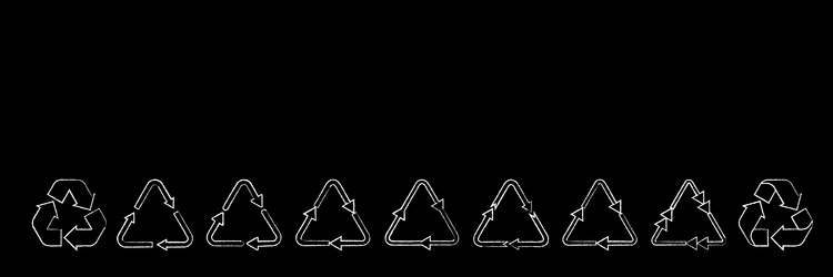 Chalked recycle triangle arrow symbols set vector