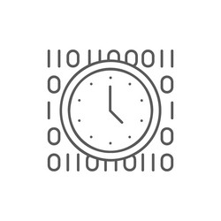 Clock with code digital time lineal icon vector