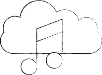 cloud computing with music note isolated icon vector