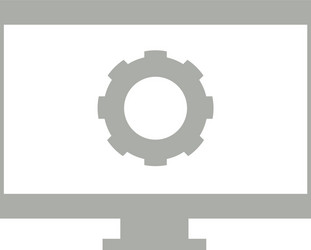 monitor screen with a gear symbol programming vector