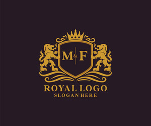 Royal Lion Letter MF Logo Vector Image