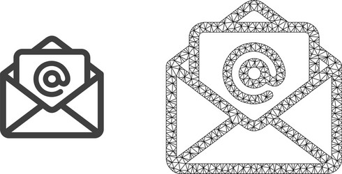 wire frame mesh open email and flat icon vector image