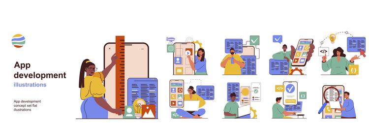 app development concept with character situations vector image