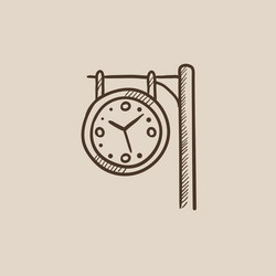 Train station clock sketch icon vector