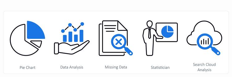 a set of 5 statistics icons as pie chart data vector image
