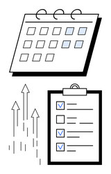 calendar and checklist with progress arrows vector image