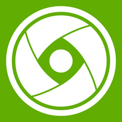 Camera lens icon green vector