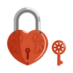 Decorative lock in shape of heart with pattern vector