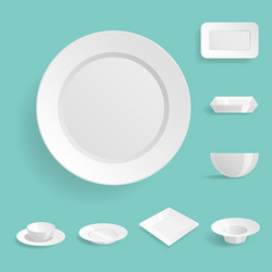 Empty white plates set isolated Royalty Free Vector Image