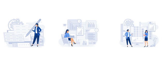 man working with big data and databases office vector image