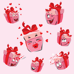 set of pretty pink gift boxes cartoons vector