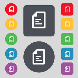 text file icon sign a set of 12 colored buttons vector image