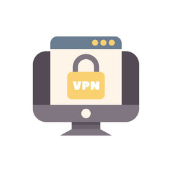 desktop computer displaying vpn protected vector image