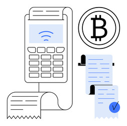 digital payment terminal with bitcoin vector image