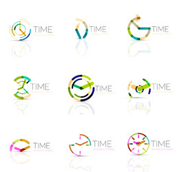 linear time abstract logo set connected vector image