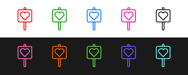 set line map pointer with heart icon isolated vector