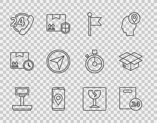 set line scale location marker mobile app vector image