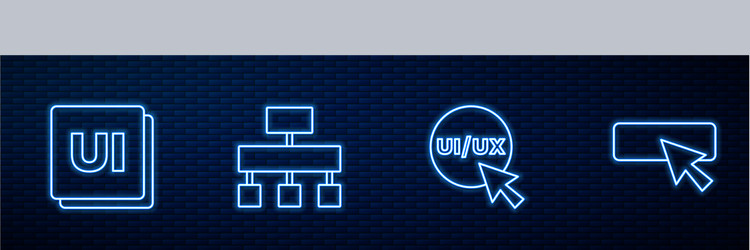 set line ui or ux design site map and glowing vector image