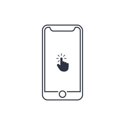 Click button on screen smartphone symbol in flat vector