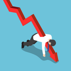 isometric red falling graph stabbed through vector image