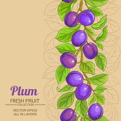 plum branches pattern on color background vector image