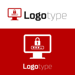 red monitor with password notification and lock vector image