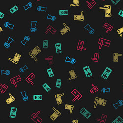 set line keyhole with eye mobile and scan vector image