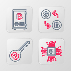 set line processor cryptocurrency key chip vector image