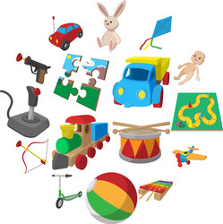 Toys cartoon icons set vector