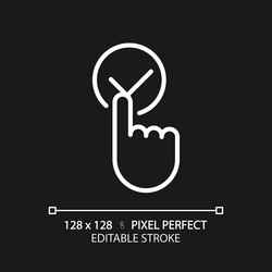 click accept button pixel perfect white linear vector image