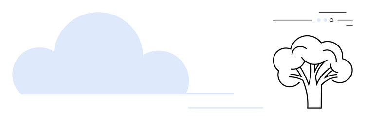 cloud and tree line drawing with minimalist design vector image
