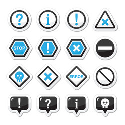 System buttons - warning danger error isolated Vector Image