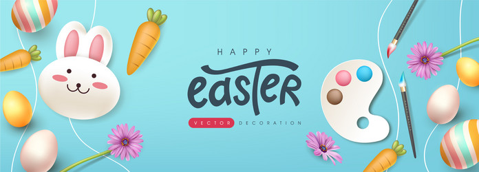 Easter banner background with cute rabbit Vector Image