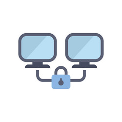 network security system connecting two computers vector image
