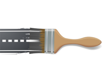 Paint brush draws the road vector