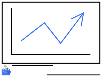 rising arrow on line graph with secure lockbox vector image