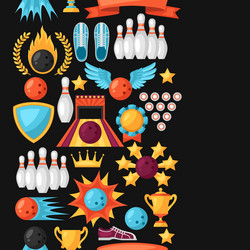 seamless pattern with bowling items background vector image