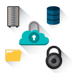 Cloud computing padlock web hosting design vector