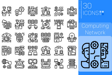 computing network outline set 2 vector image
