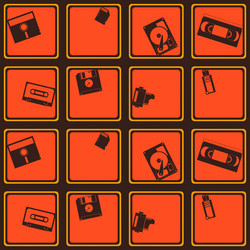 seamless background with data storage icons vector image