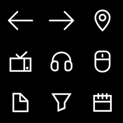 Set icons for simple flat style ui design vector
