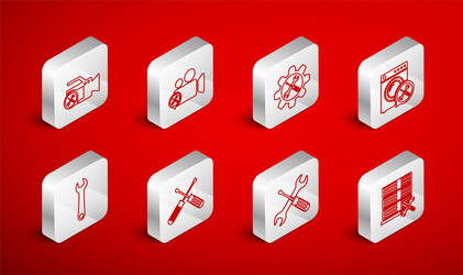 set line database server service video camera vector image